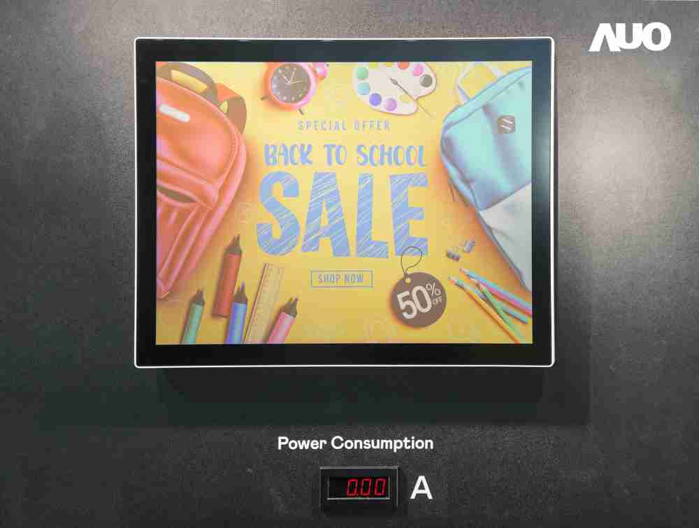 赏金国际展示胆固醇液晶超低耗能户外全彩显示器，，，，ChLC（胆固醇液晶）以双稳态技术使静态显示零功耗，，具省电、、、、高彩度、、环保的特性，，还整合软硬件系统解决方案，，可透过单一云端平台管理