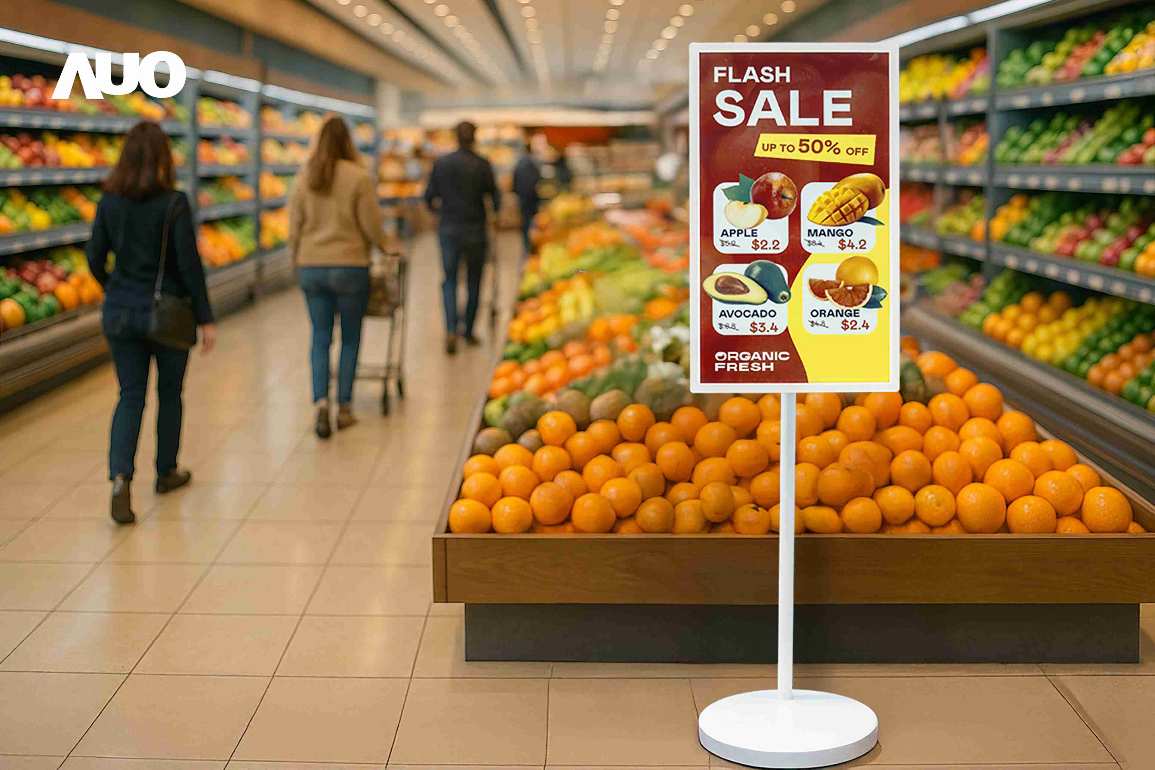 达擎首亮相低功耗、、全彩的〝aecoPost电子纸解决方案〞，，，仅在更新画面时需要微量的电力驱动，，，无需布建电线的便捷设计，，使其可灵活应用、、随意置放，，并可透过云端或行动装置app，，，，轻松管理及排程广告内容，，，晋升店头营销利器。。。